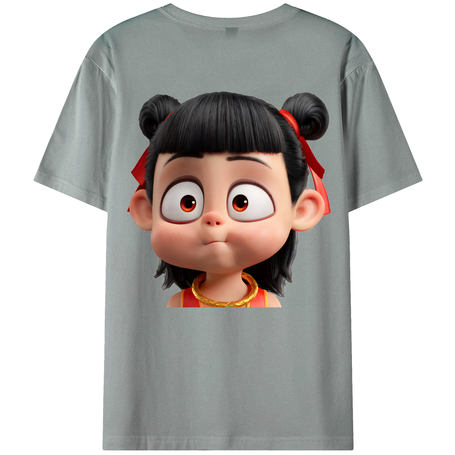（画像用） Ne Zha 2 ナタ 魔童の大暴れ 綿100％ メンズ半袖Tシャツ（バックプリント） 通気性